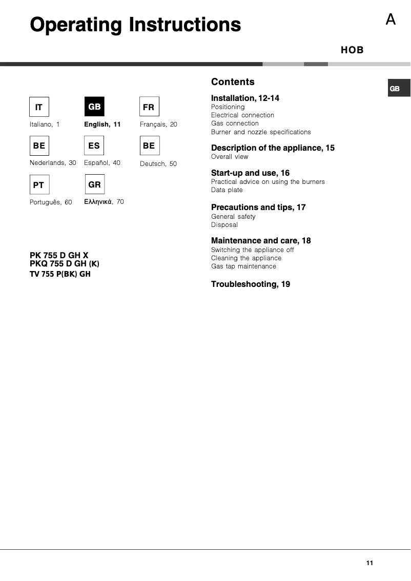 Página 1 del manual Manual de usuario Ariston Thermo FTGHG 751 DA LPG