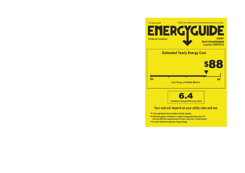Página nº 1 - Etiqueta energética Danby DPA058B6WDB