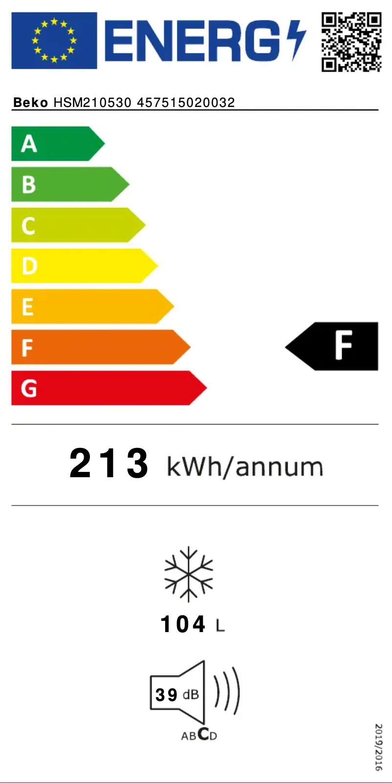 Página 1 del manual Etiqueta energética Beko HSM210530