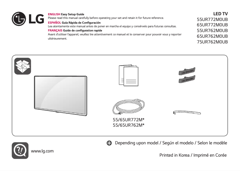 Imagen de la primera página del manual del dispositivo 65UR772M