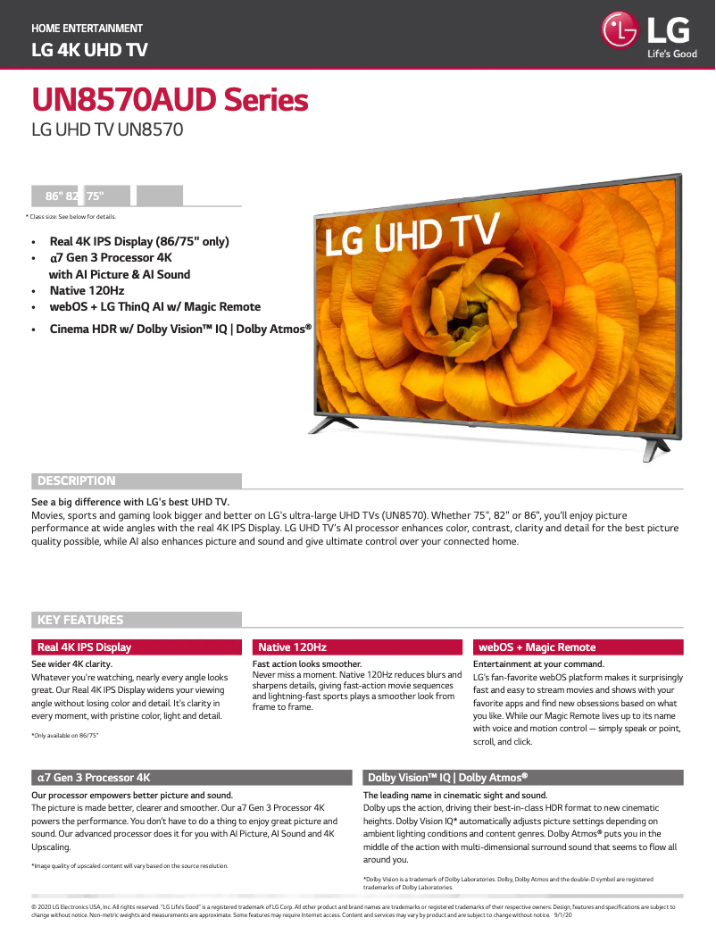 Página nº 1 - Ficha técnica LG 86UN8570AUD