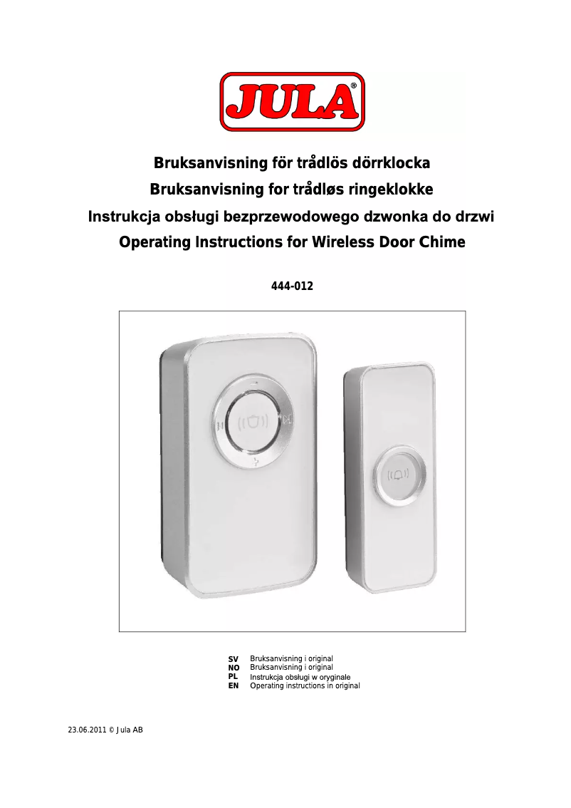 Imagen de la primera página del manual del dispositivo 444-012