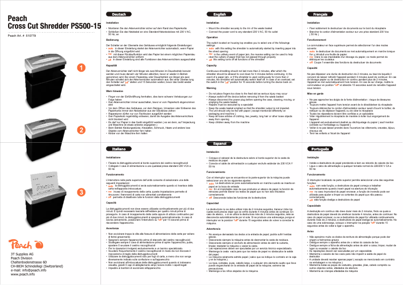 Página 1 del manual Manual de usuario Peach PS500-15
