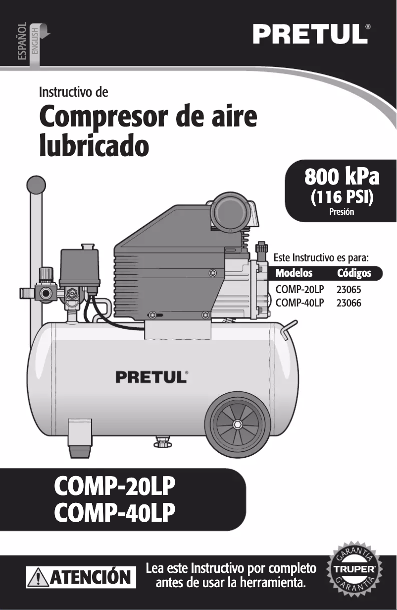 Imagen de la primera página del manual del dispositivo COMP-20LP