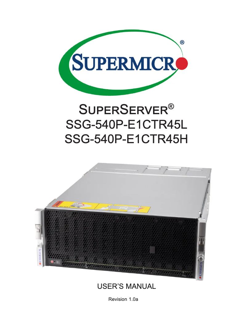 Imagen de la primera página del manual del dispositivo SuperServer SSG-540P-E1CTR45L