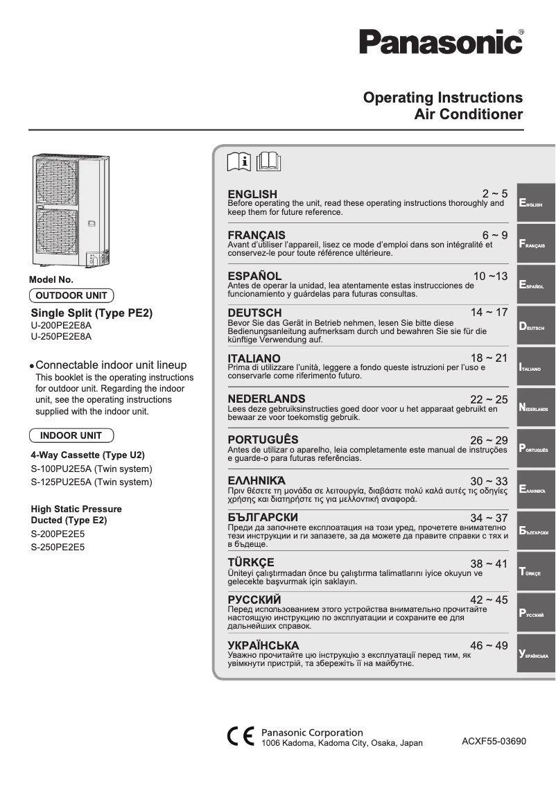 Página 1 del manual Manual de usuario Panasonic U-250PE2E8A