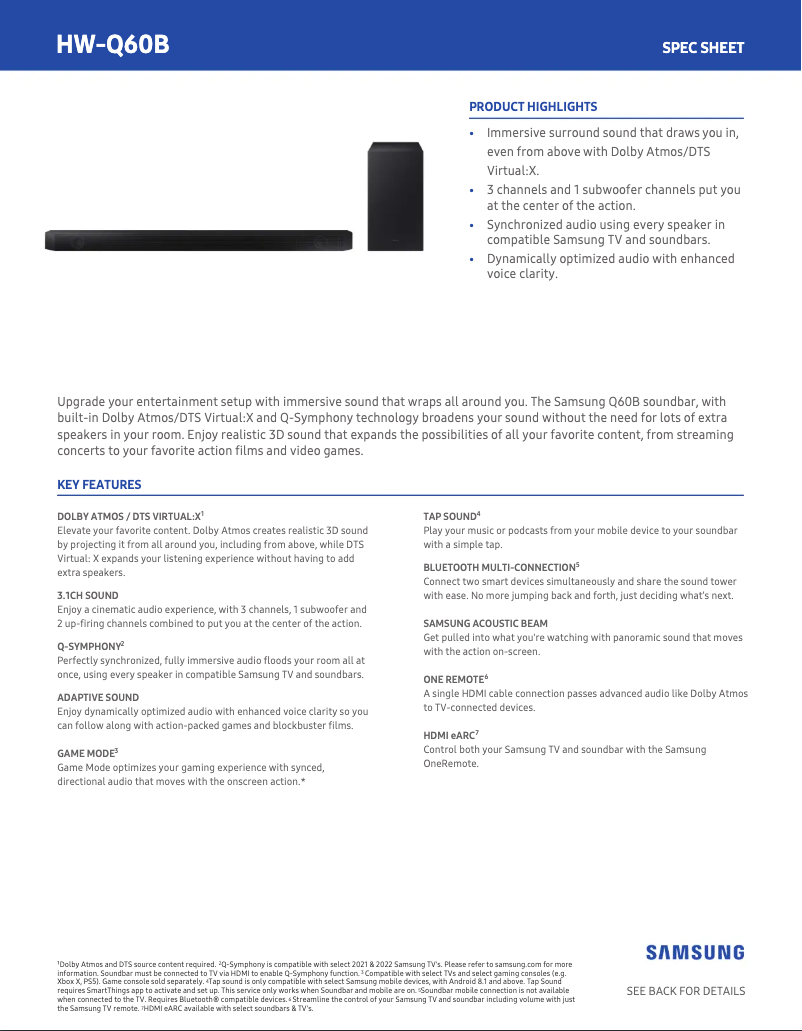 Imagen de la primera página del manual del dispositivo HW-Q60B