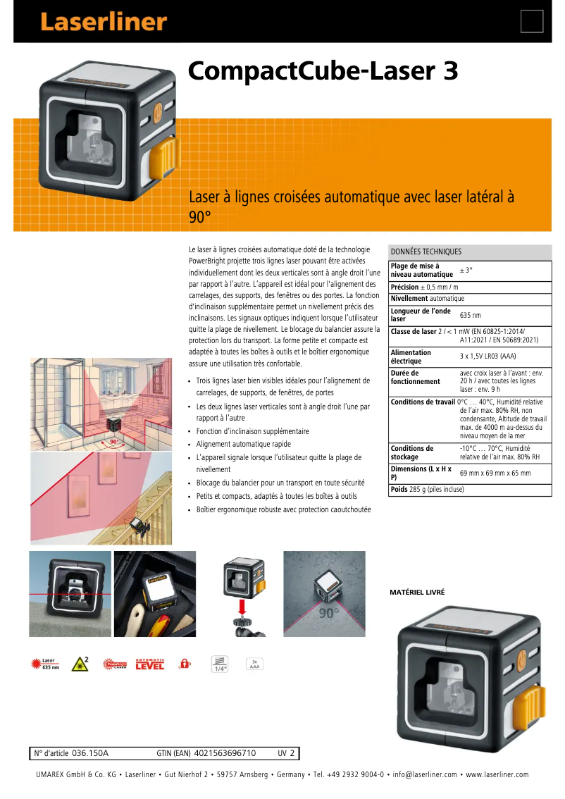 Imagen de la primera página del manual del dispositivo CompactCube-Laser 3