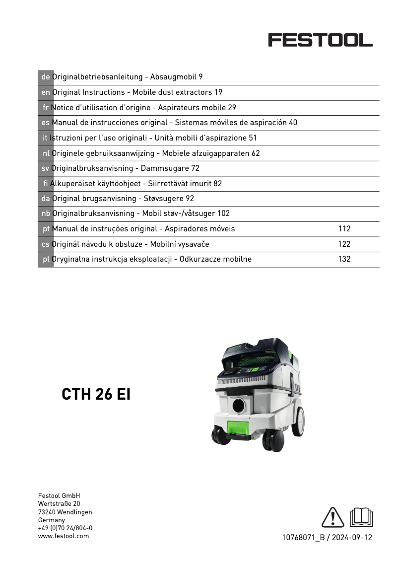Imagen de la primera página del manual del dispositivo Cleantec CTH 26