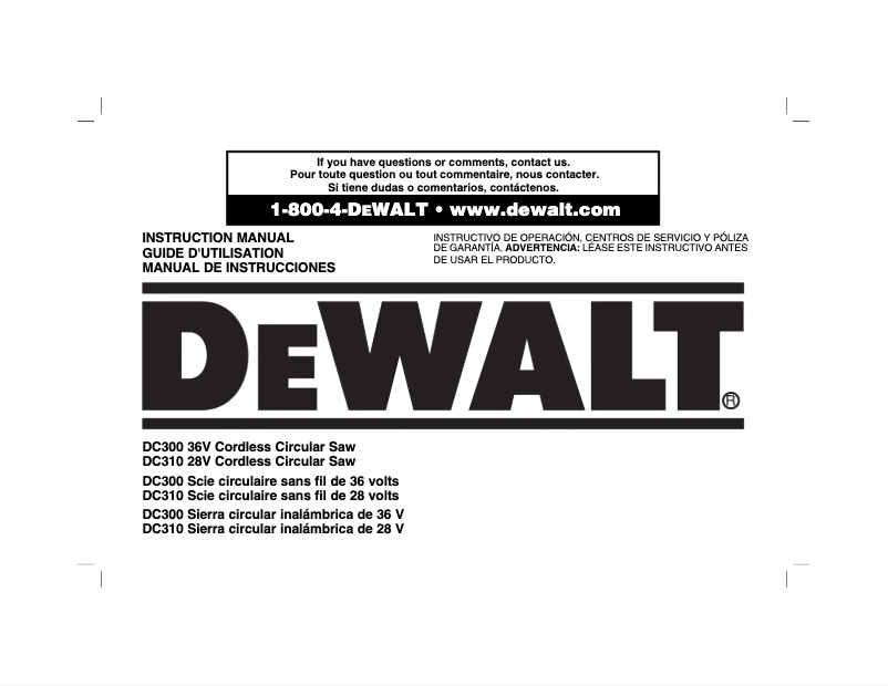 Página 1 del manual Manual de usuario DeWalt DC301K