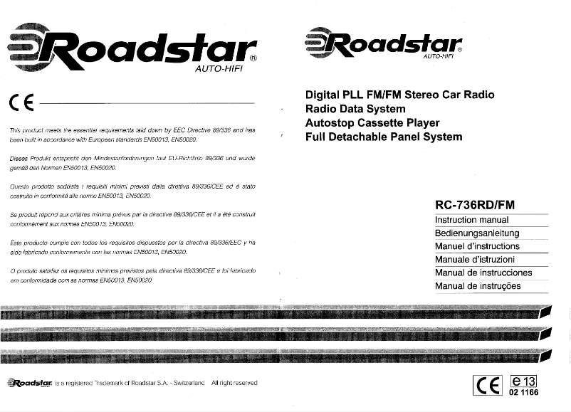 Página 1 del manual Manual de usuario Roadstar RC-736RD/FM