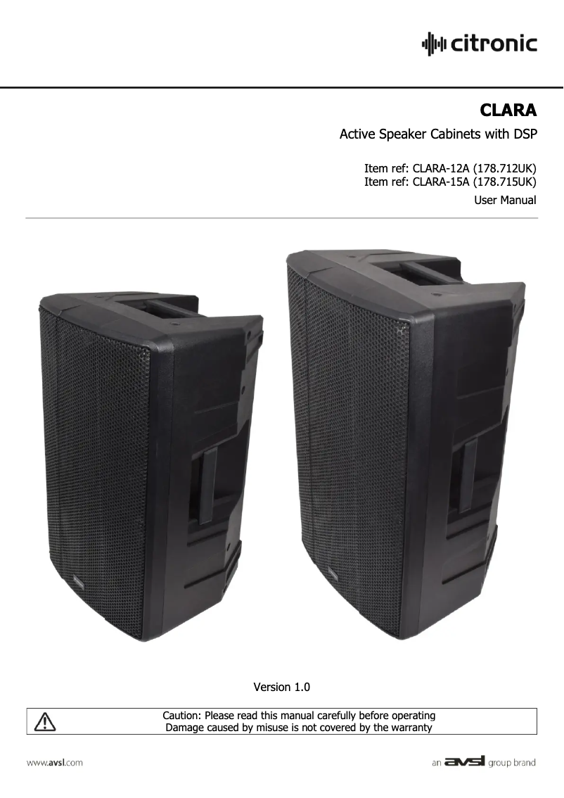 Imagen de la primera página del manual del dispositivo CLARA-12A