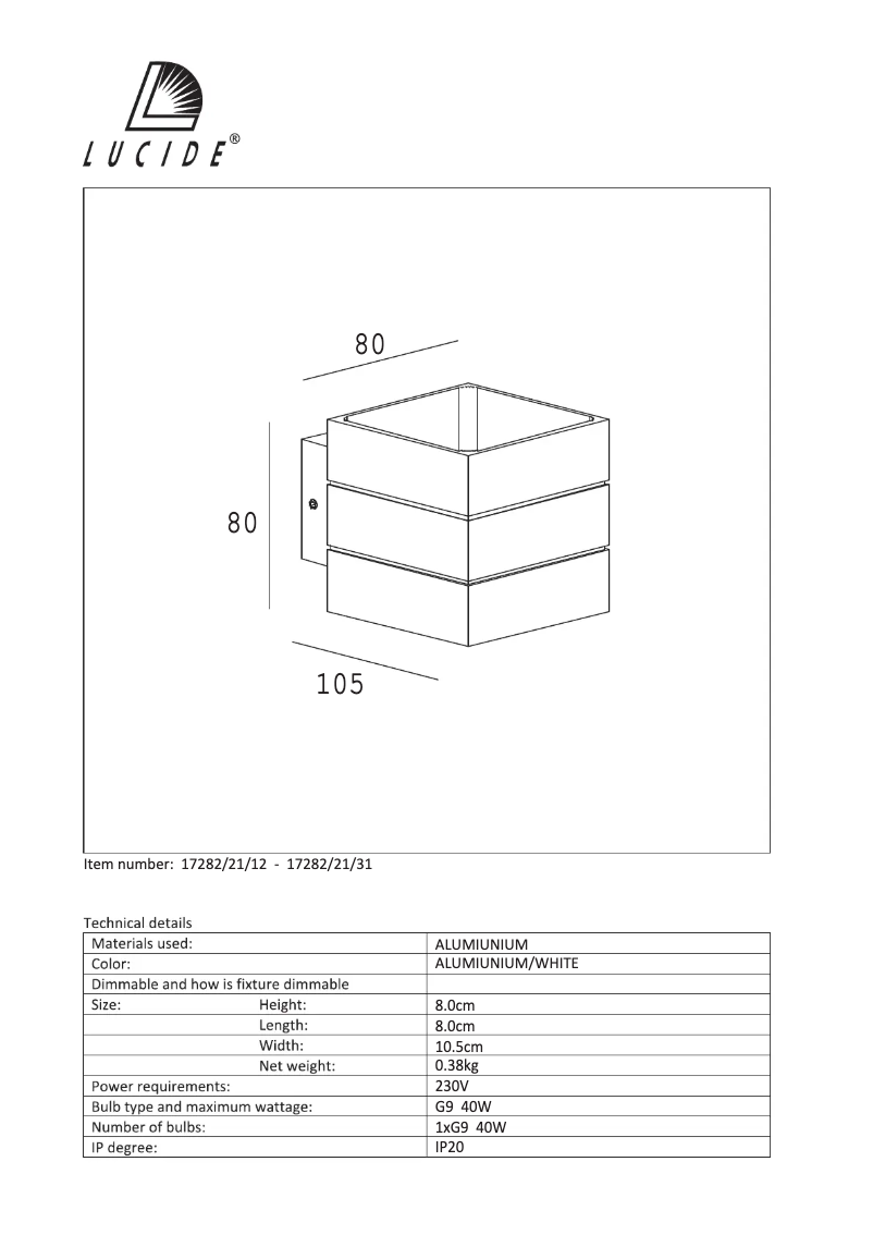 Imagen de la primera página del manual del dispositivo Bok 17282/21/12