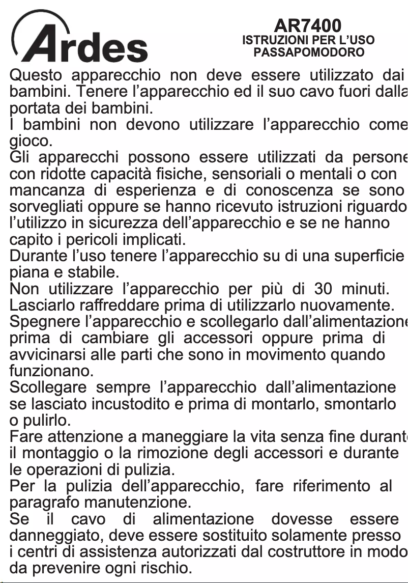 Imagen de la primera página del manual del dispositivo AR7400