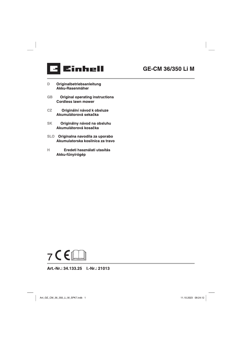 Imagen de la primera página del manual del dispositivo GE-CM 36/350 Li M