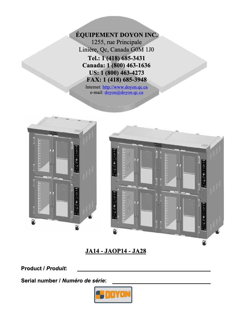 Página 1 del manual Manual de usuario Doyon JA14