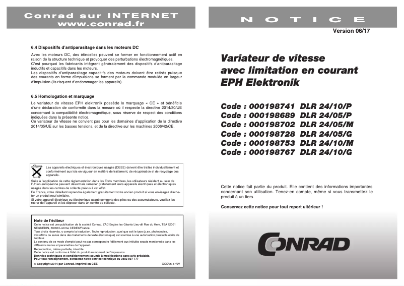 Imagen de la primera página del manual del dispositivo DLR 24/10/G