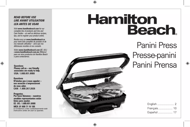 Página nº 1 - Manual de usuario Hamilton Beach 25410