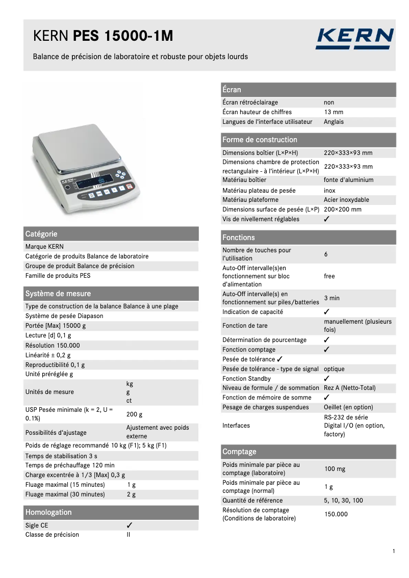 Imagen de la primera página del manual del dispositivo PES 15000-1M