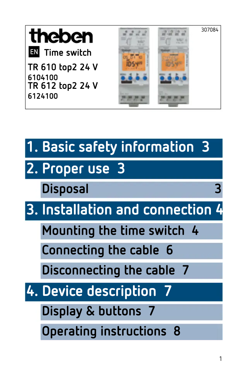 Imagen de la primera página del manual del dispositivo TR 610 top2 24V