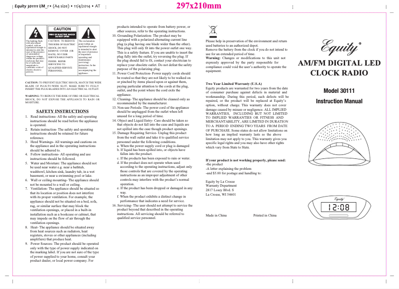 Página nº 1 - Manual de usuario La Crosse Technology 30111