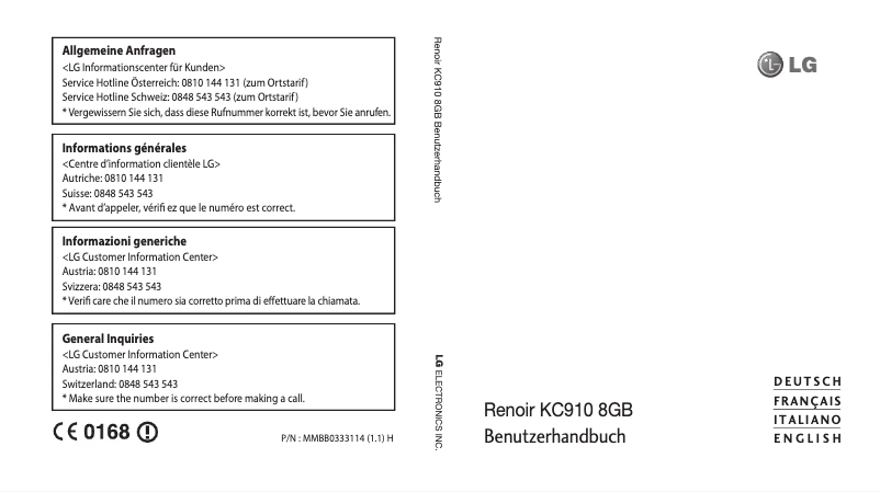 Página 1 del manual Manual de usuario LG KC910I