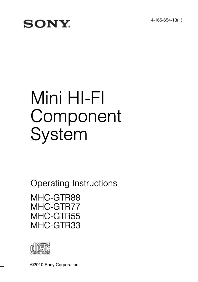 Página 1 del manual Manual de usuario Sony MHC-GTR55