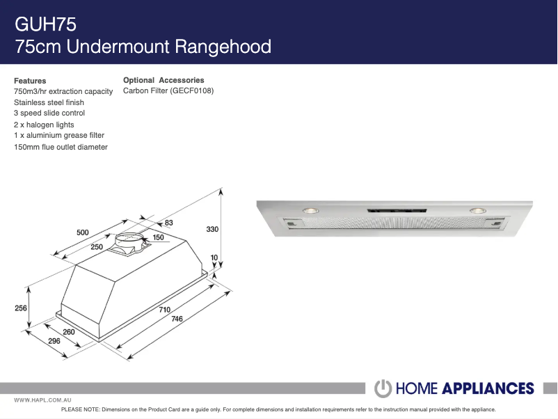 Imagen de la primera página del manual del dispositivo GUH75