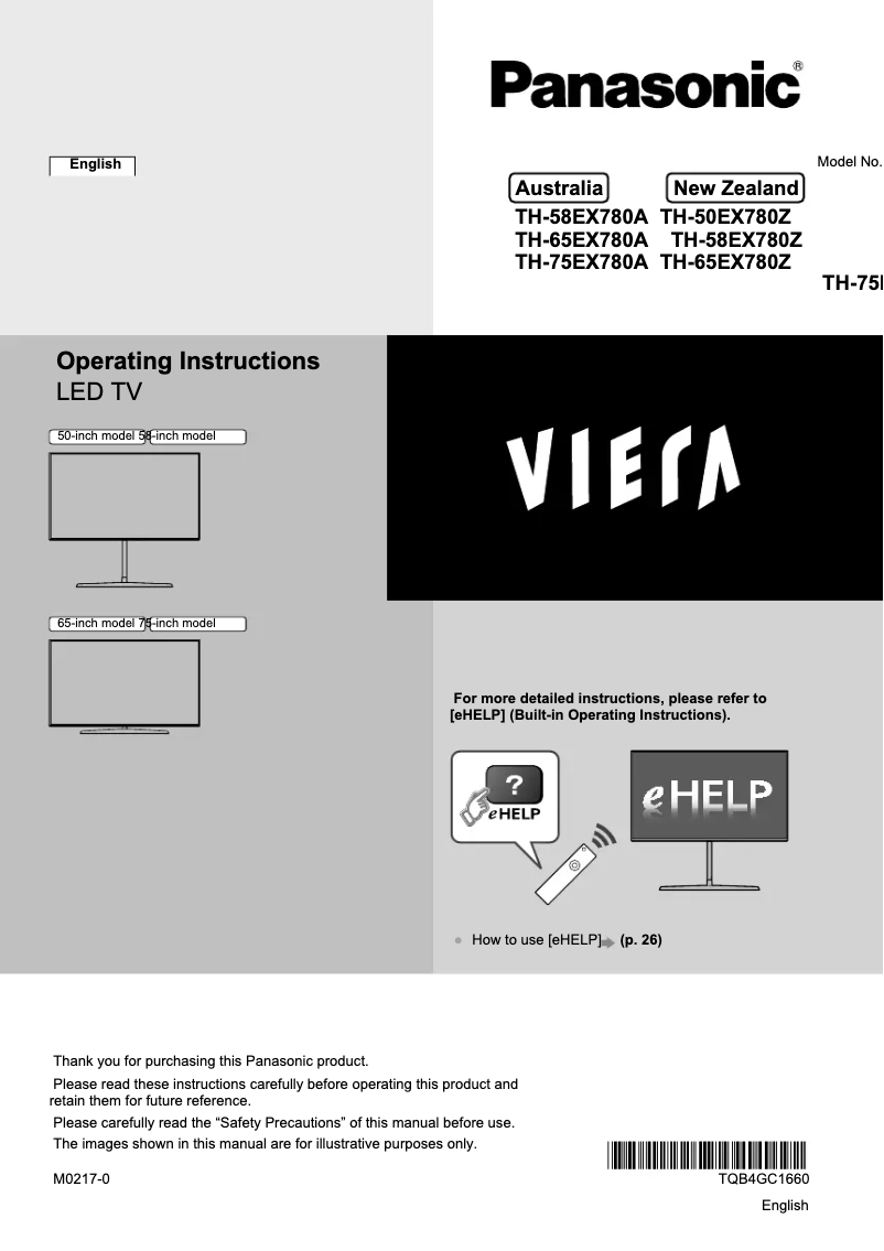 Imagen de la primera página del manual del dispositivo TH-58EX780A