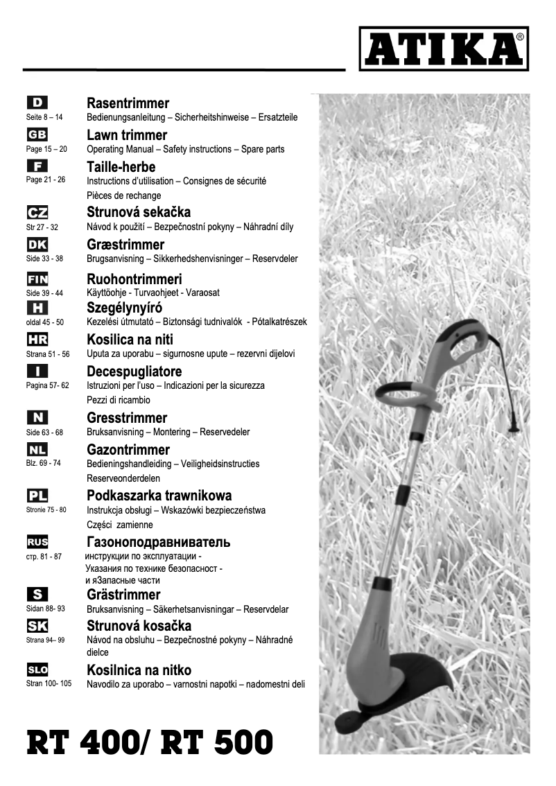 Página 1 del manual Manual de usuario ATIKA RT 500