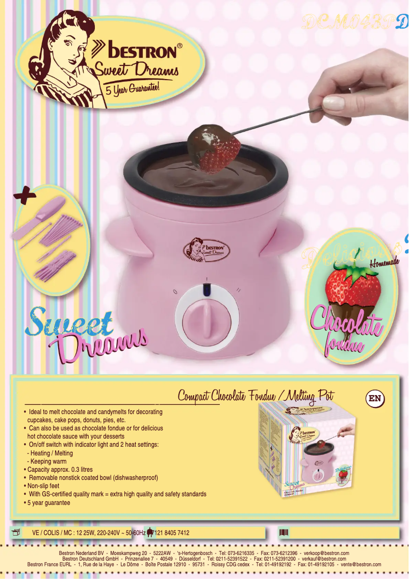 Página 1 del manual Ficha técnica Bestron Sweet Dreams DCM043