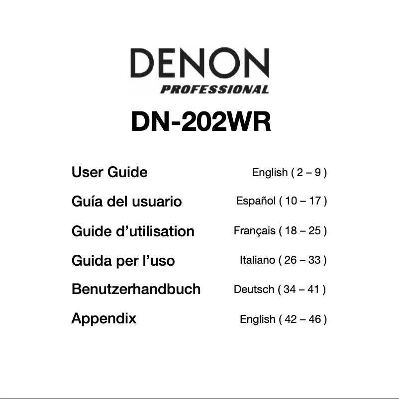 Página 1 del manual Manual de usuario Denon DN-202WR