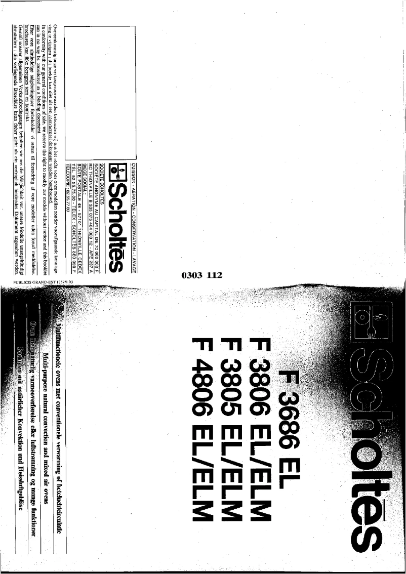 Página 1 del manual Manual de usuario Scholtès F 3806 ELM