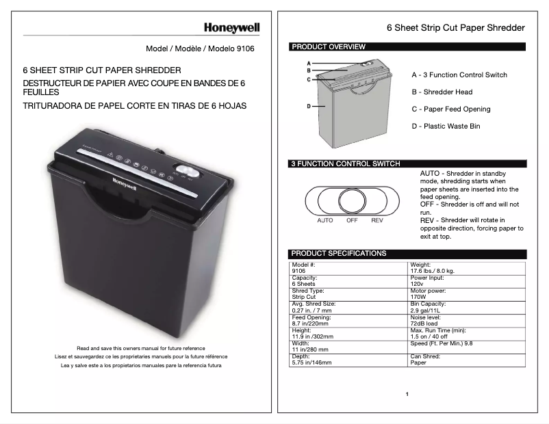 Imagen de la primera página del manual del dispositivo 9106