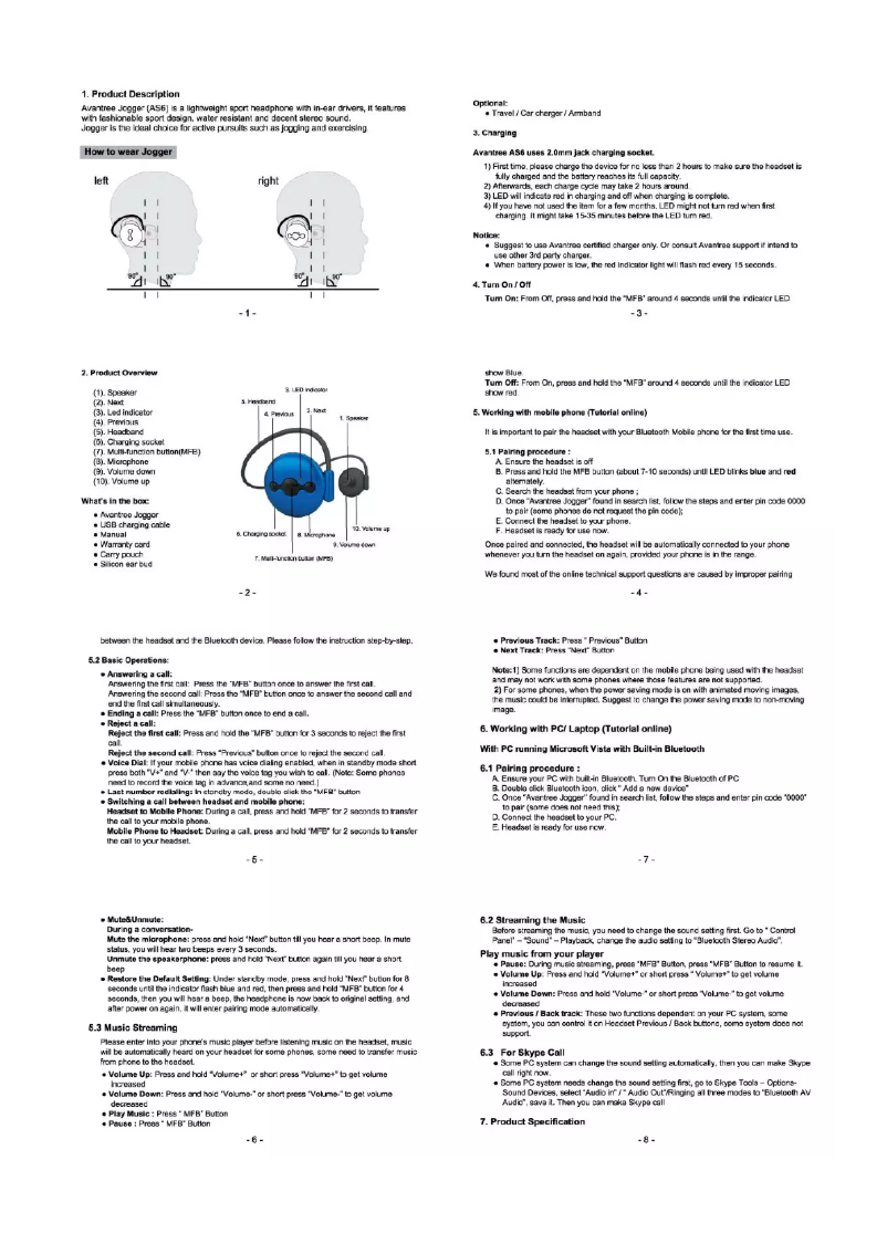 Imagen de la primera página del manual del dispositivo Jogger