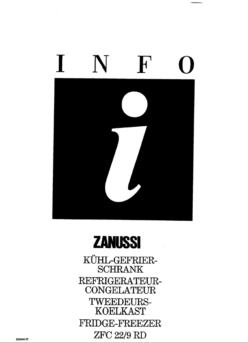 Página nº 1 - Manual de usuario Zanussi ZFC 22/9 rd