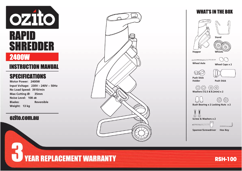 Imagen de la primera página del manual del dispositivo RSH-100