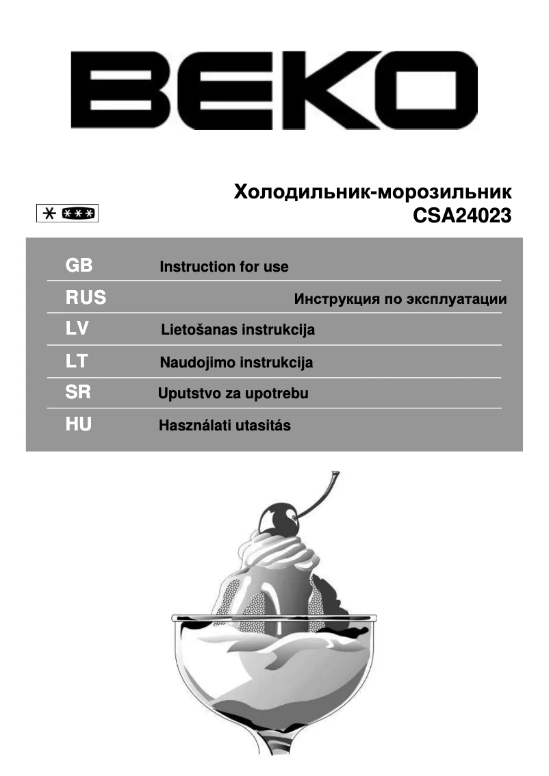 Página 1 del manual Manual de usuario Beko CSA24023