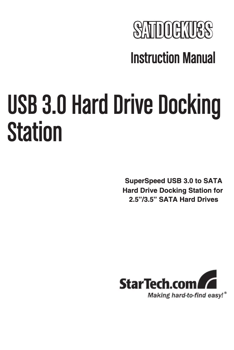 Página nº 1 - Manual de usuario StarTech.com SATDOCKU3SP