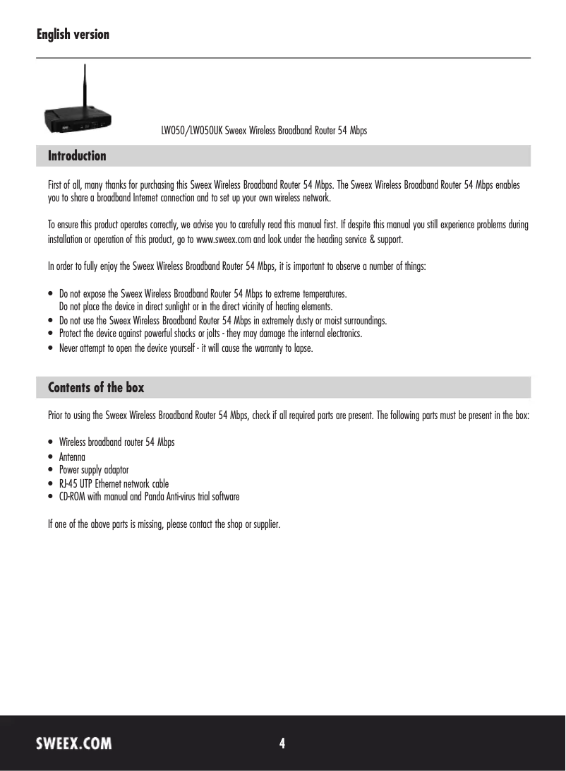 Imagen de la primera página del manual del dispositivo LW050UK