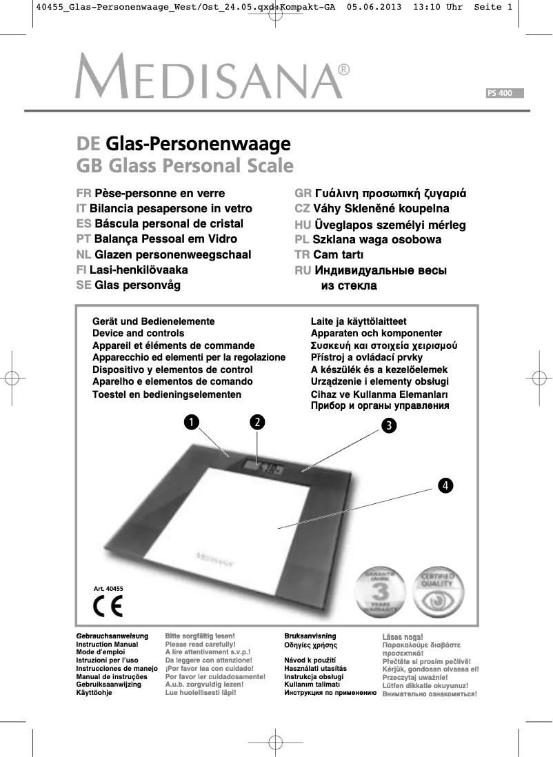 Imagen de la primera página del manual del dispositivo PS 400