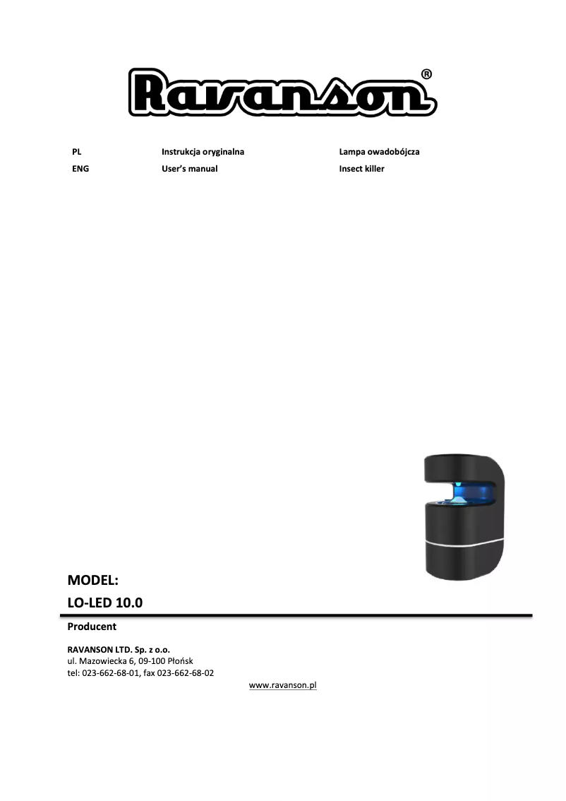 Imagen de la primera página del manual del dispositivo LO-LED 10.0