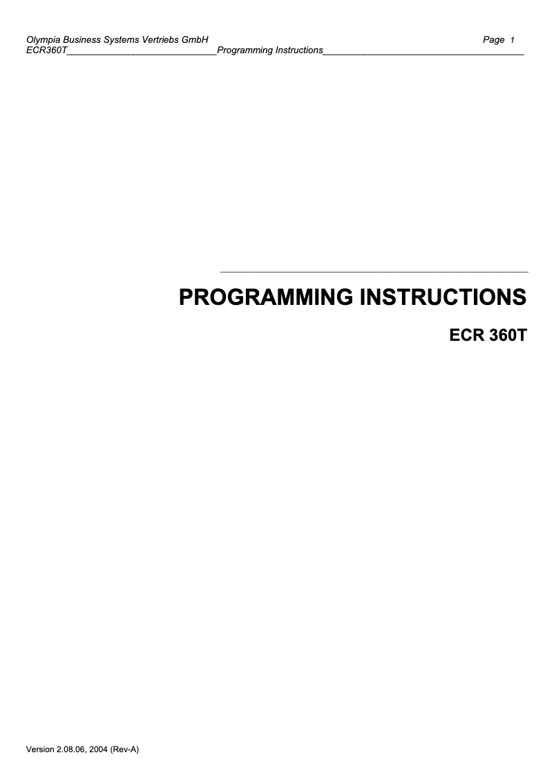 Página nº 1 - Manual de usuario Olympia ECR 360T