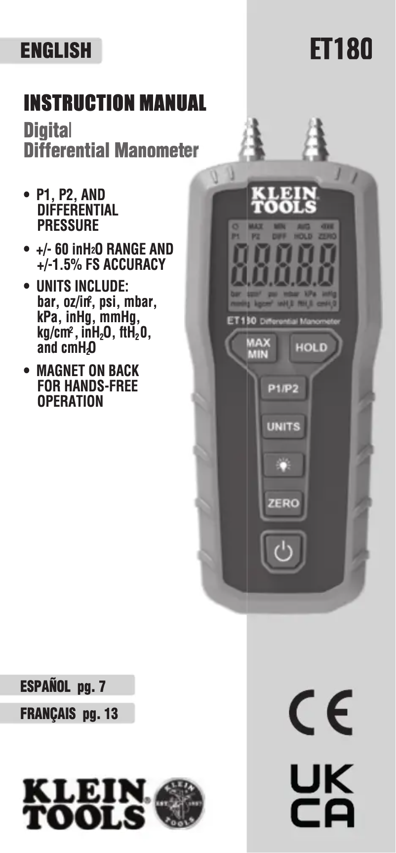 Imagen de la primera página del manual del dispositivo ET180