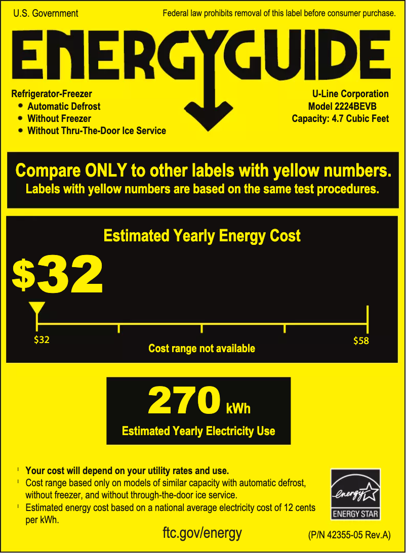 Página 1 del manual Etiqueta energética U-Line U-2224BEVINT-00B