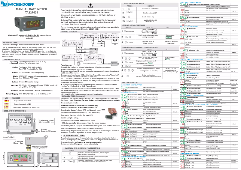 Imagen de la primera página del manual del dispositivo TA327401