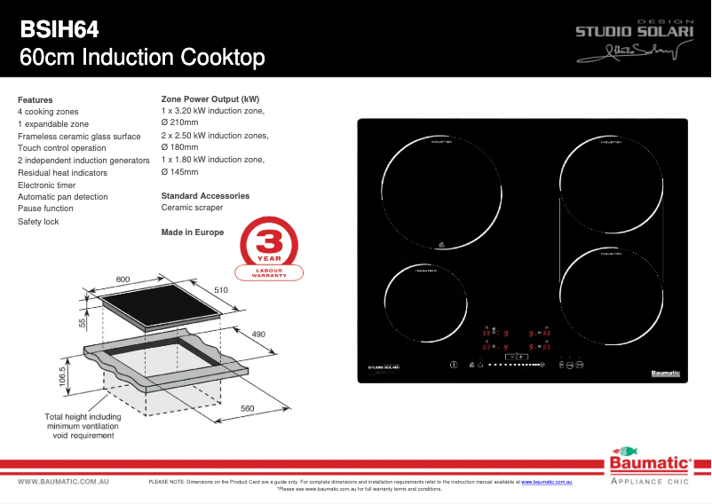 Página 1 del manual Ficha técnica Baumatic BSIH64