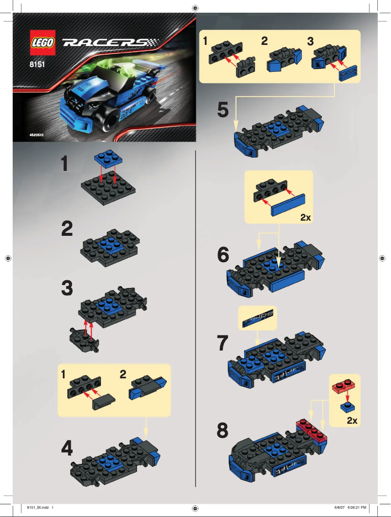 Imagen de la primera página del manual del dispositivo Racers 8151
