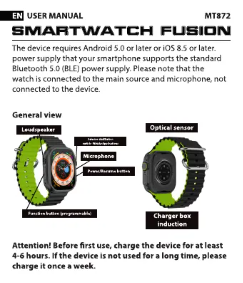 Imagen de la primera página del manual del dispositivo FUSION MT872