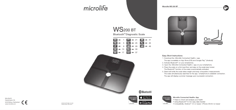 Página 1 del manual Manual de usuario Microlife WS 200 BT